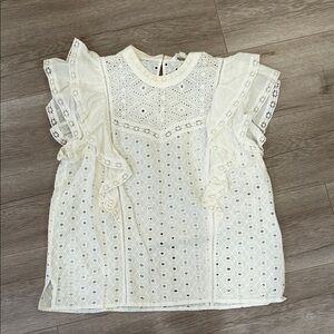 Veronica Beard White Eyelet Blouse